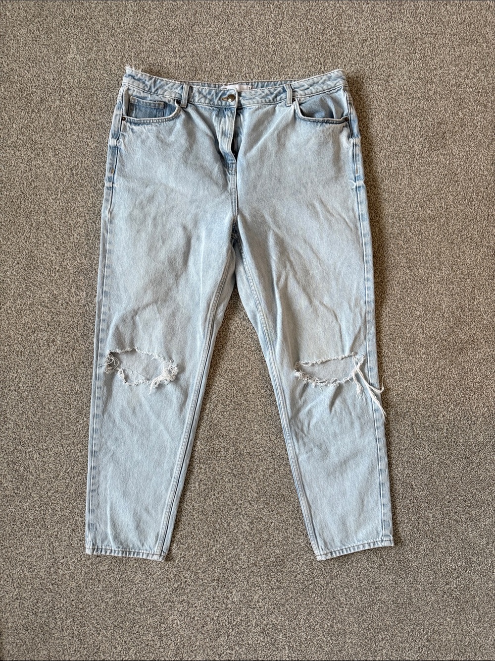 Light Blue Distressed Women’s High Waisted Mom Jeans